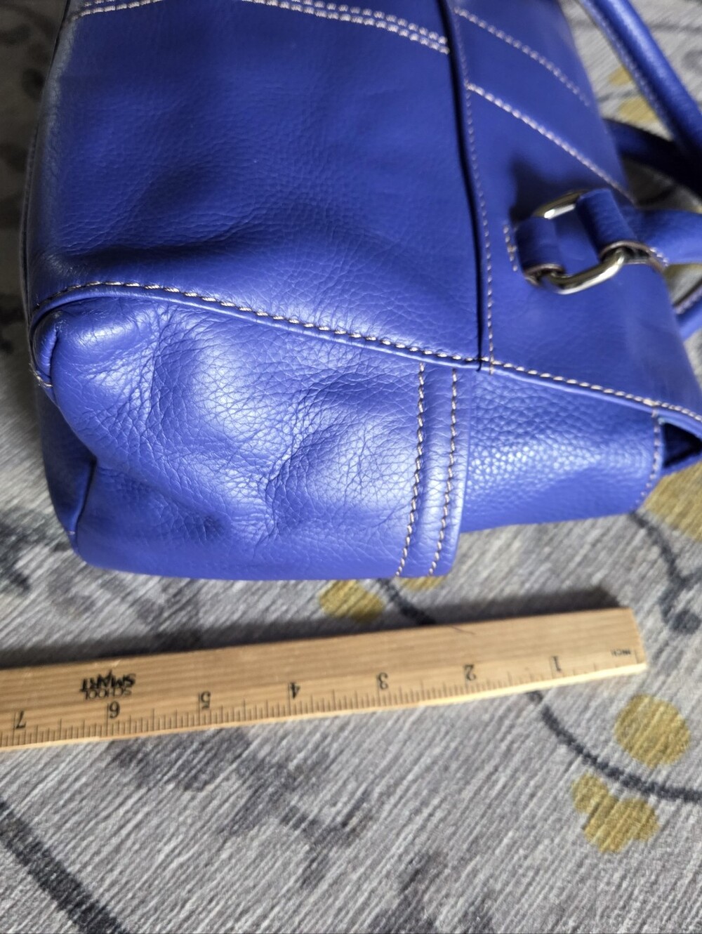 Tignanello Cobalt Blue Leather Satchel with Top Handles - Picture 6 of 12